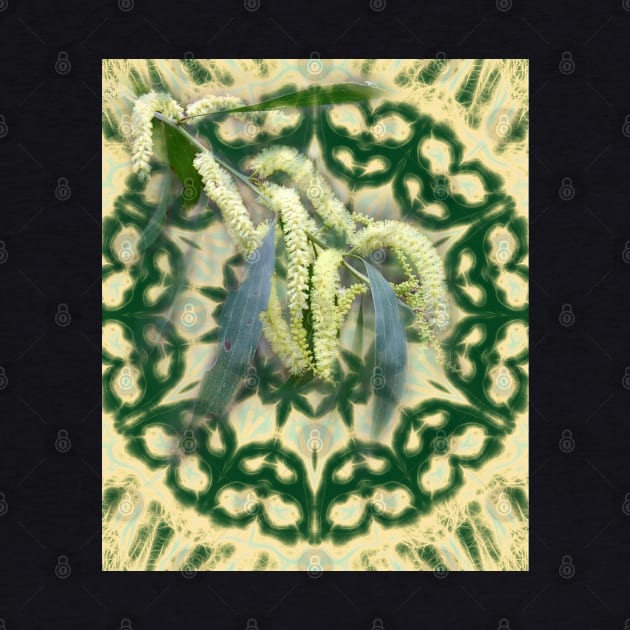 wattle on green and yellow kaleidoscope by hereswendy